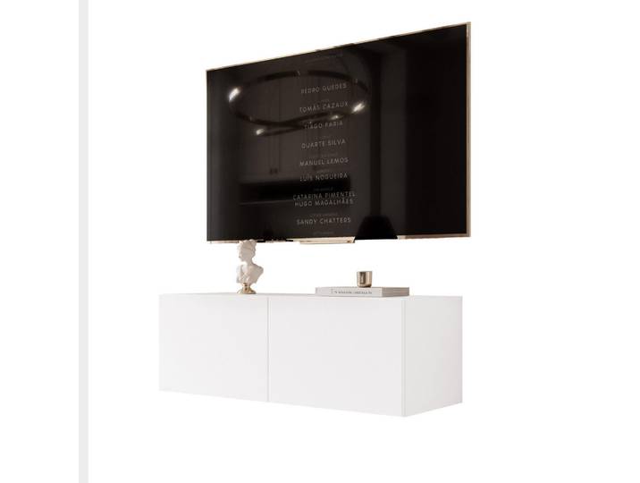 Idohome Tv-Lowboard weiß matt, hängend mit LED-Beleuchtung, Weiß, Rechteckig, 100x36x40 cm, Wohnzimmer, TV Möbel, Lowboards, Lowboards stehend