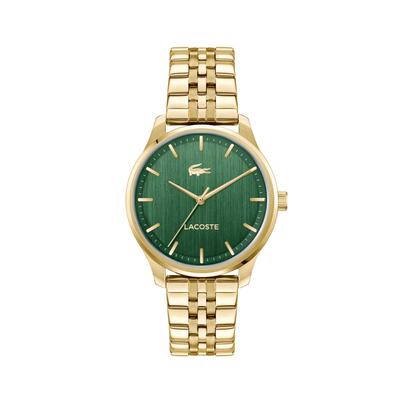 Quarzuhr LACOSTE "Lisbon", gold (goldfarben, grün), Armbanduhren, Herren, goldfarben, Quarzuhr, Armbanduhr, Herrenuhr, Edelstahlarmband, analog