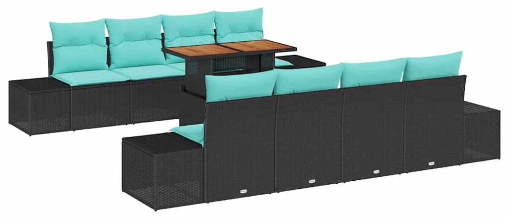 vidaXL Garten Essgruppe 7 stk. 6-Sitzanzahl Schwarz und Teal