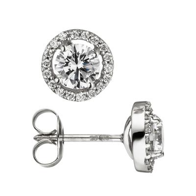 Paar Ohrstecker JOBO "Ohrringe mit 38 Zirkonia", weiß (weißgold 333), Ohrringe, Damen, 8mm, Weißgold 333, 333 Weißgold