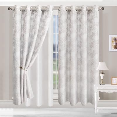 Superior Foliage Vintage Rustic Leaves Sheer Curtain Set with 2 Panels