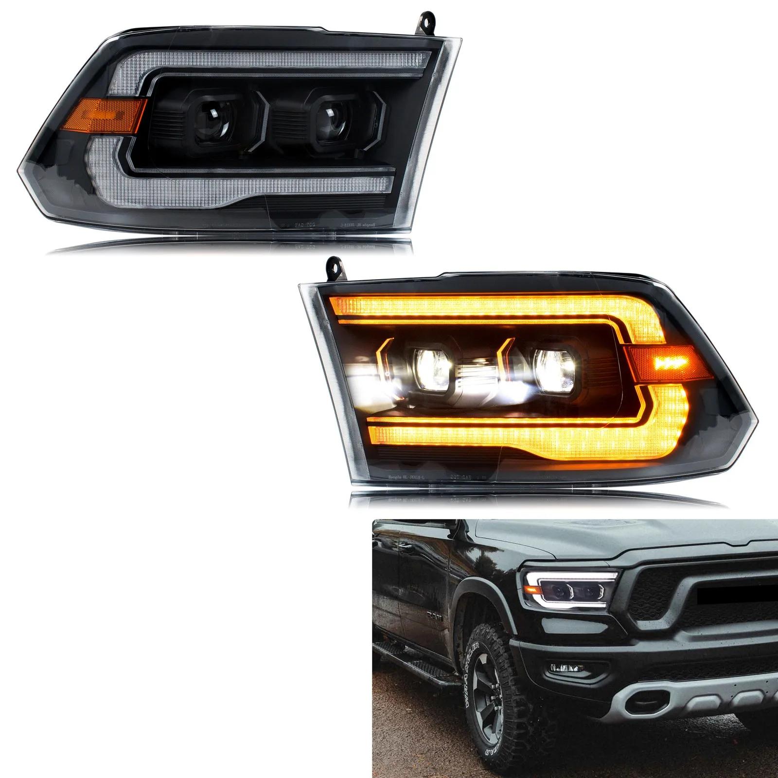 LED-Scheinwerfer - Scheinwerfer-Set für Dodge Ram 1500 - 4. Generation 2009-2018 - Doppelprojektor - DRL-Tagfahrlicht - Sequenzieller Blinker - 12 V - E