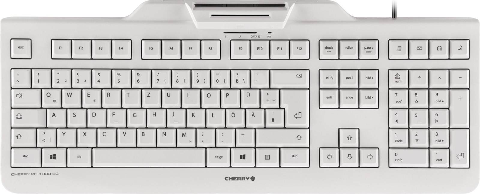 Cherry TAS KC 1000 SC Smartcard kaartlezer met snoer, DE-Layout, wit/grijs