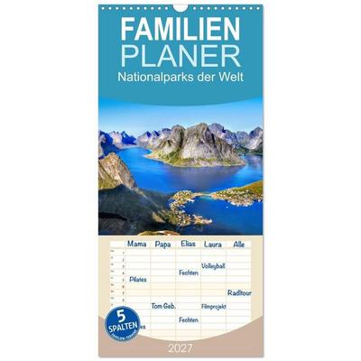 Familienplaner 2027 - Nationalparks der Welt mit 5 Spalten (Wandkalender, 21 x 45 cm) CALVENDO