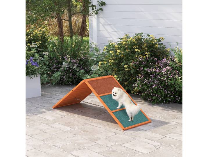 PawHut Rampe Agilité Chien Bois Pliable Ajustable 40kg