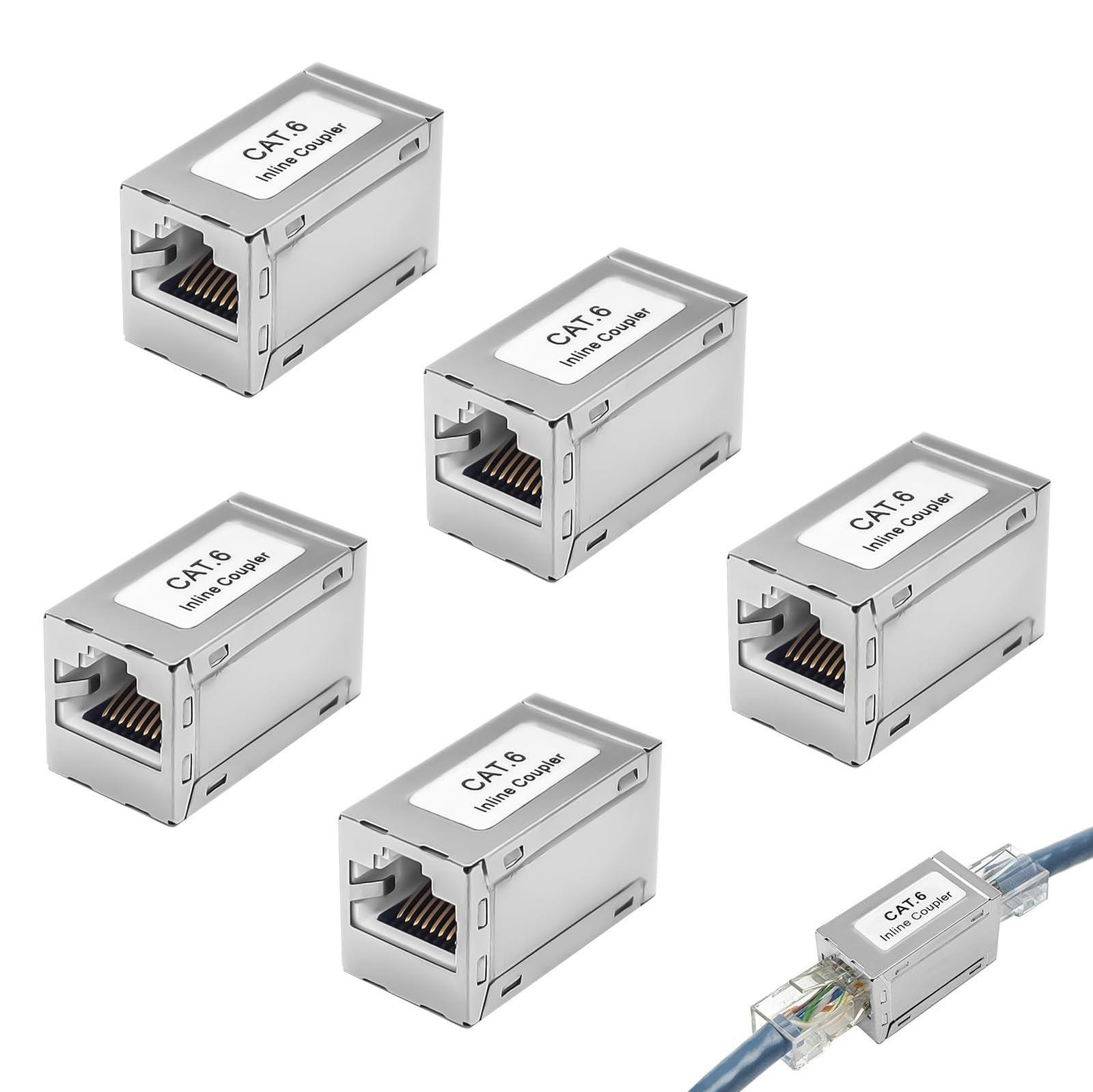 Selius RJ45 Cat6 koppeling, afgeschermd, 5 stuks voor het verlengen van CAT6, CAT5E en CAT5 kabels