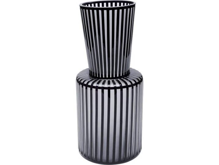 Vase, Schwarz, Weiß, Glas, 18x41x18 cm, auch für frische Blumen geeignet, zum Stellen, Dekoration, Vasen, Glasvasen