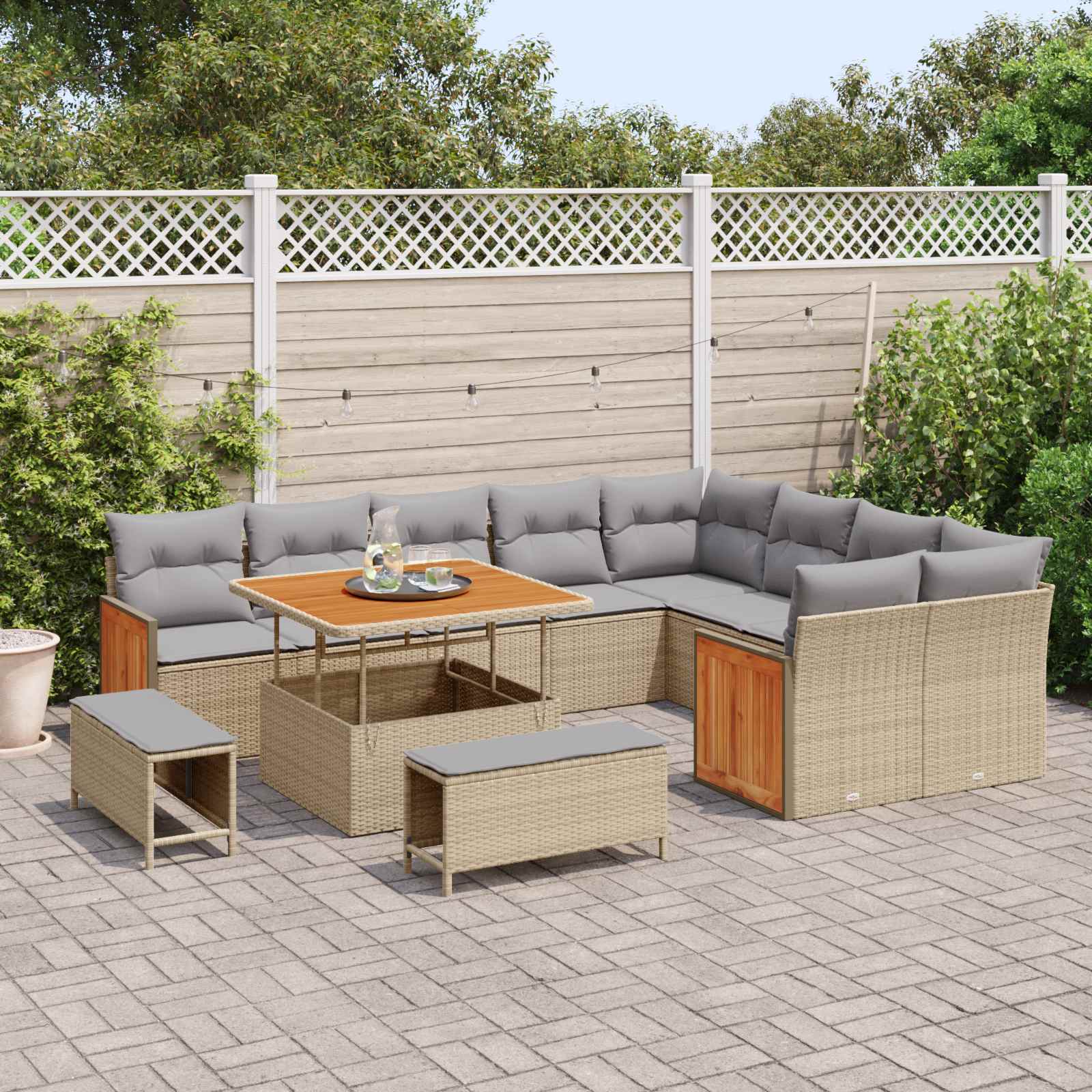 vidaXL Ensemble de canapé de jardin 12 pc 12-Nombre de places