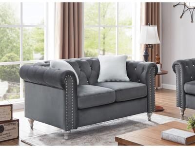 Glory Furniture Raisa Microsuede Velvet Tufted Loveseat