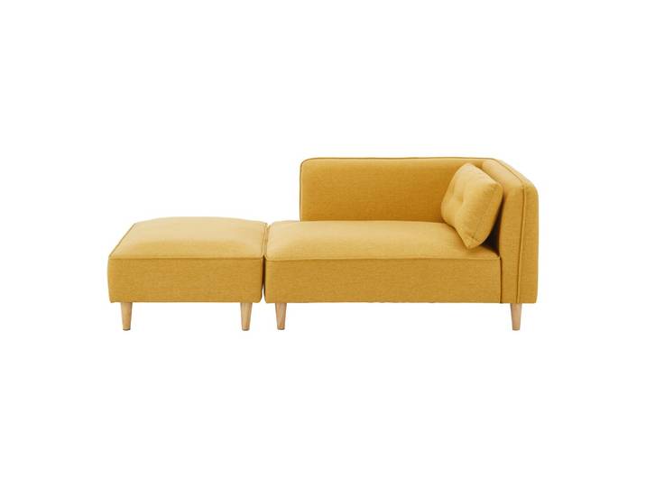 Sofa Fanny Gelb Leinenoptik mit Hocker
