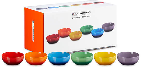Le Creuset Rainbow Coupe Collection Set of 6 Cereal Bowls