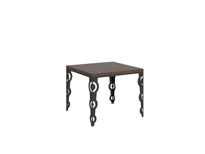 Table extensible portefeuille effet bois noyer 90x90/180 cm