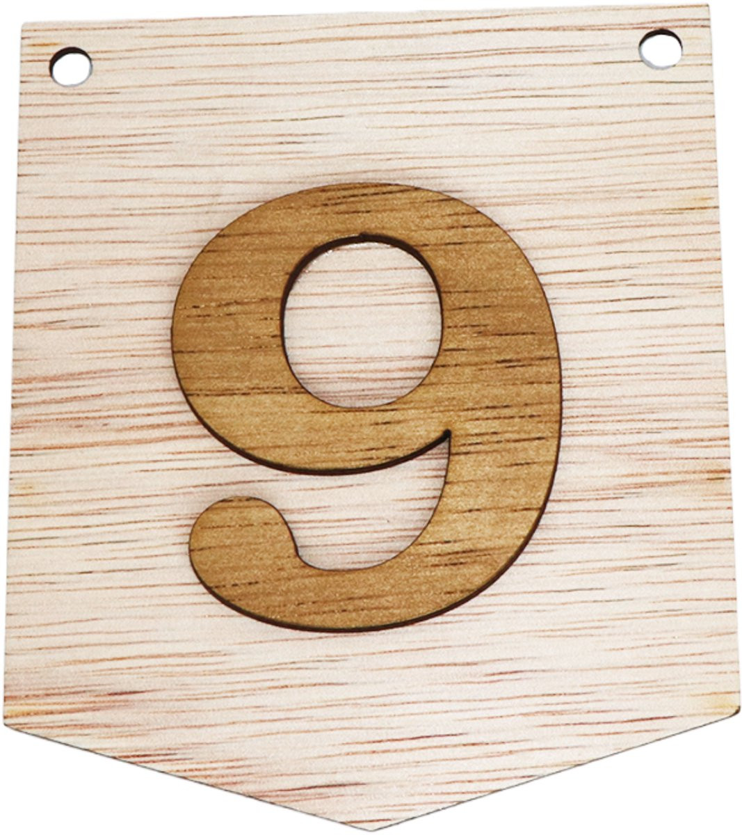 CoolCuts 3D Houten Cijfer 9 voor gepersonaliseerde slingers en vlaggenlijnen