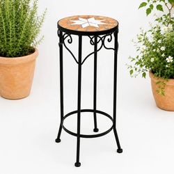 DanDiBo Blumenständer Mosaik Rund 12011 M Pflanzenständer für Draußen 54 cm Blumenhocker Outdoor Beistelltisch Pflanzenhocker