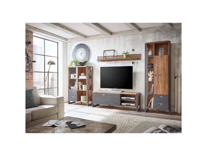 Regal IV Front & Korpus: Spanplatte, foliert Gestell: MDF Mitteldichte Holzfaserplatte , foliert Griffe: Kunststoff, lackiert Braun 90 x 140 x