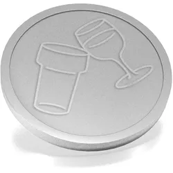 CombiCraft Kunststoff Wertmarken in Grau 29mm Durchmesser mit Bier- und Weinglas Relief - 250 Stück Verpackung