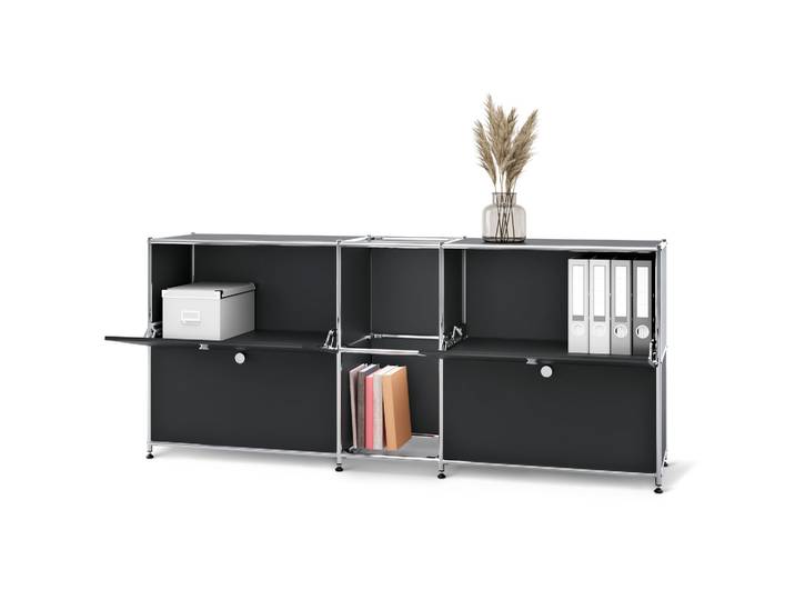 Tchibo - Sideboard Metall »Cn3« mit 4 Klappenfächern - 190x40x82,5cm - schwarz -