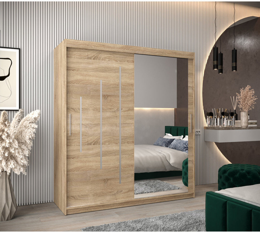 Brayden Studio Arthel 2 Door Wardrobe Sonoma Oak 180cm W X 62cm D