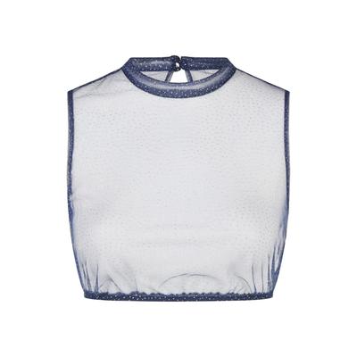 Dirndlbluse SPIETH & WENSKY "Spieth & Wensky Dirndlbluse Klar", Damen, Gr. 38, blau (dunkelblau), festlich, regular fit, Rundhals, Blusen Dirndlbluse, transparenter Stoff