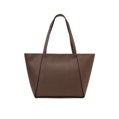 Shopper MARC O'POLO "aus einer Lederalternative aus recyceltem Polyester", Damen, Gr. B/H/T: 46cm x 27cm x 13cm, braun (schwarz walnut), Polyester, unifarben, Taschen Shopper