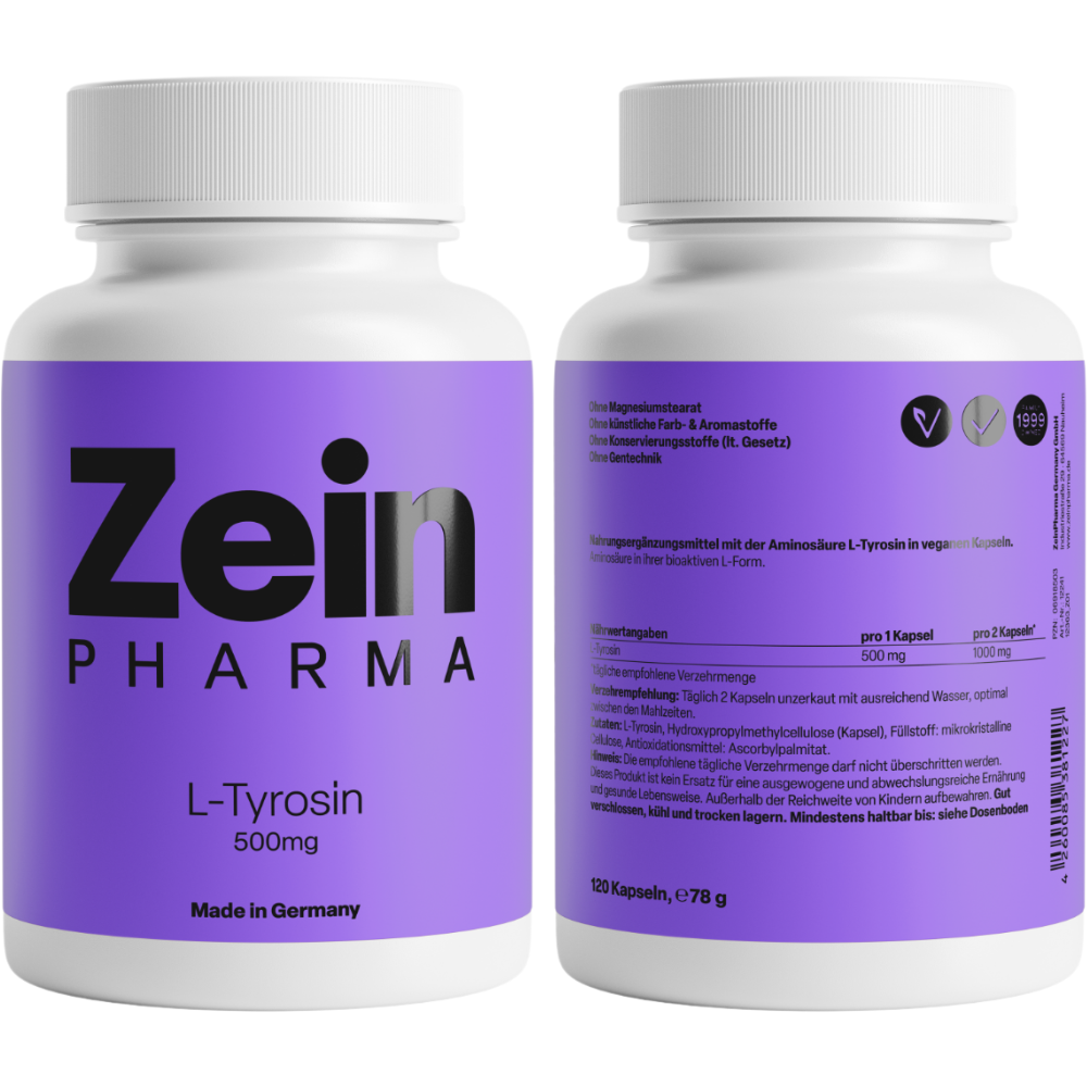 ZeinPharma L-Tyrosine 500mg Brain Health Food Supplement 120&nbsp;caps.