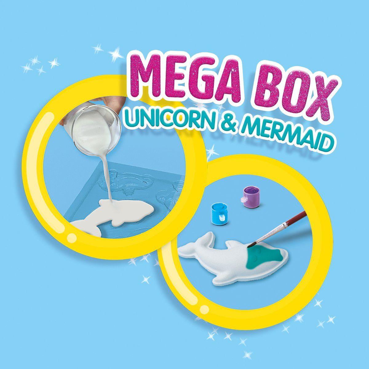 SES Creative Gieten en Schilderen Mega Box Unicorn en Zeemeermin met 29 figuren