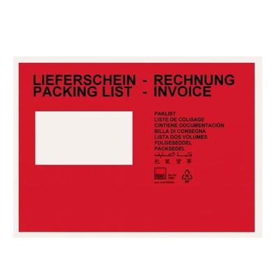 KK Verpackungen 250 Dokumententaschen Lieferscheintaschen Din C5 Rot Begleitpapiertaschen