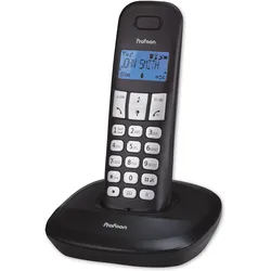 Profoon DECT-Telefon PDX-1100 mit 1 Mobilteil, schwarz, Telefon, Silber, Schwarz