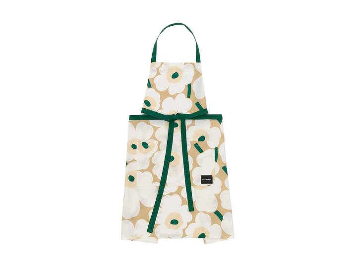 Marimekko Tablier Pieni Unikko Sand-white-hay-emerald