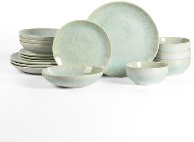 Stone Lain Riley Stoneware Dinnerware Set with Pasta Bowls and Reactive Glaze