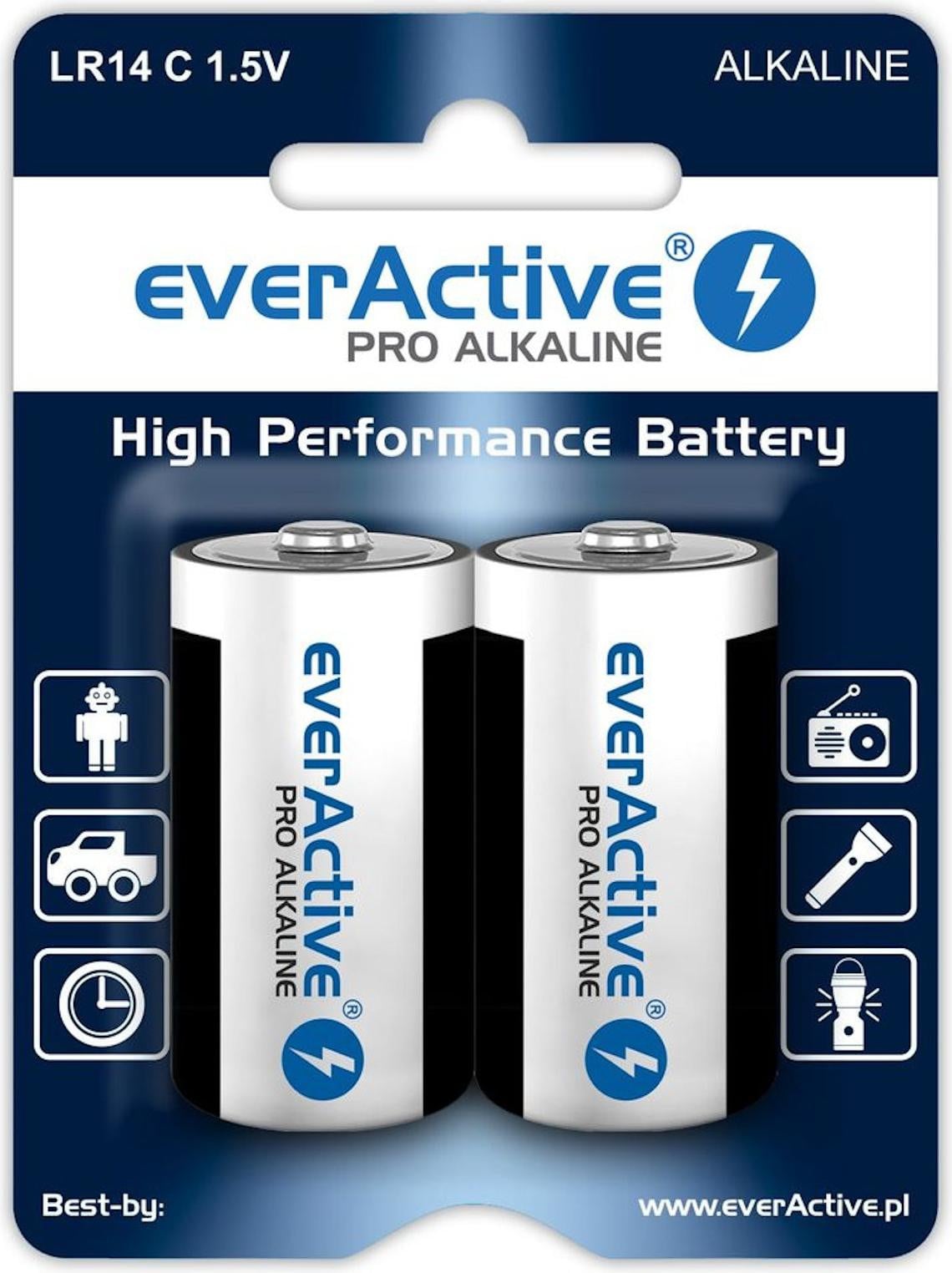 everActive Pro Alkaline LR14 C batterijen, 2 stuks