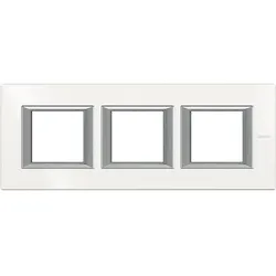 Legrand HA4802M3HHD Abdeckrahmen AXOLUTE: 3-fach, horizontal/vertikal, Farbe: White Aluminium
