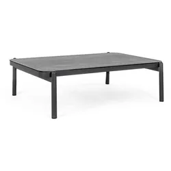 Gartencouchtisch Florencia aus Aluminium und Glas, modern rechteckig, anthrazit, für Outdoor