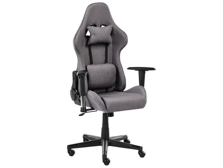 Ergonomischer Gaming-Stuhl Stoff Verstellbare Armlehnen Dunkelgrau Warrior