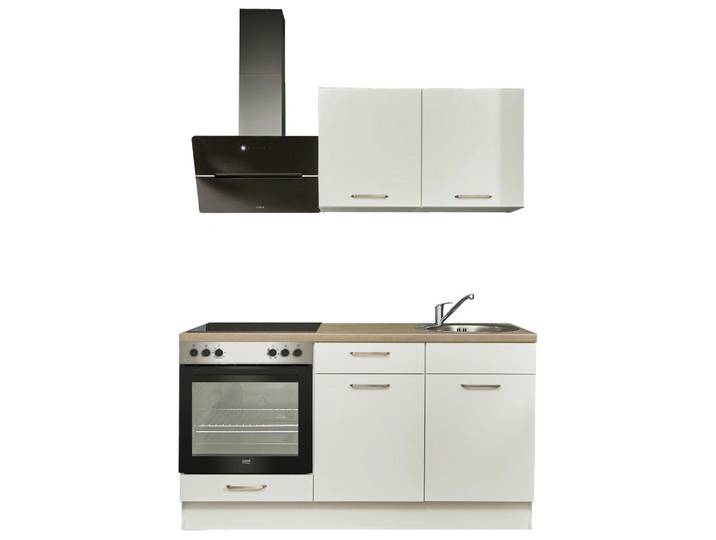 Küchenleerblock, Weiß & Eiche, 160 cm, Metall, 1 Schublade, Modern, Pino