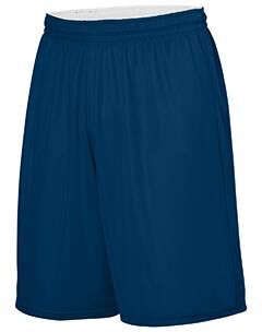 Augusta Sportswear 1407 Youth Reversible Wicking Shorts in Navy Blue/White size Medium   Polyester