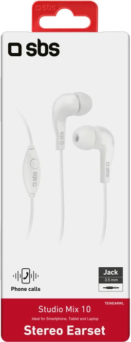 SBS Stereo in-ear earset Jack 3,5 mm Kabelgebunden, weiss