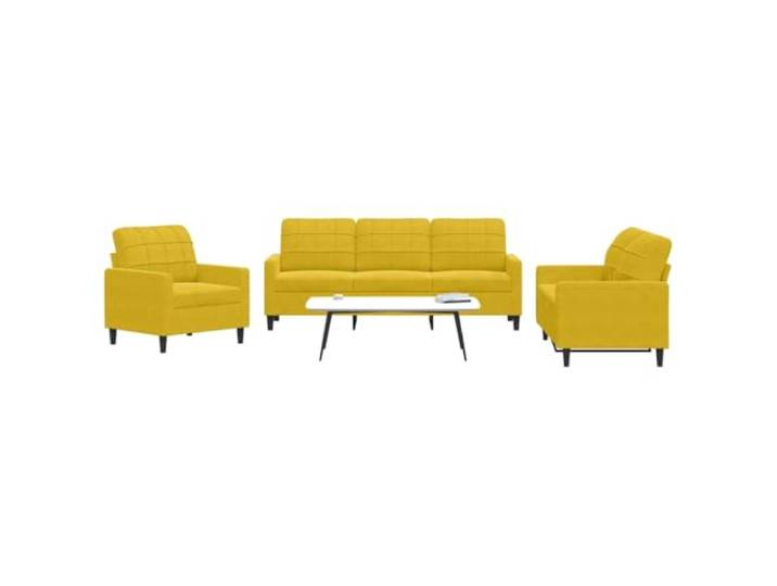 HEFZGDB 3-TLG. Sofagarnitur mit Kissen Gelb Samt, Weiches Velours Material und Robustes Metallgestell, Moderne Wohnzimmer Einrichtung mit Dicker Polsterung,