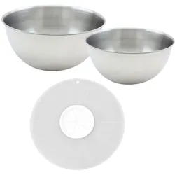 2er Set Fackelmann Basic Zubereitungsschüsseln und spritzwassergeschütztem Deckel