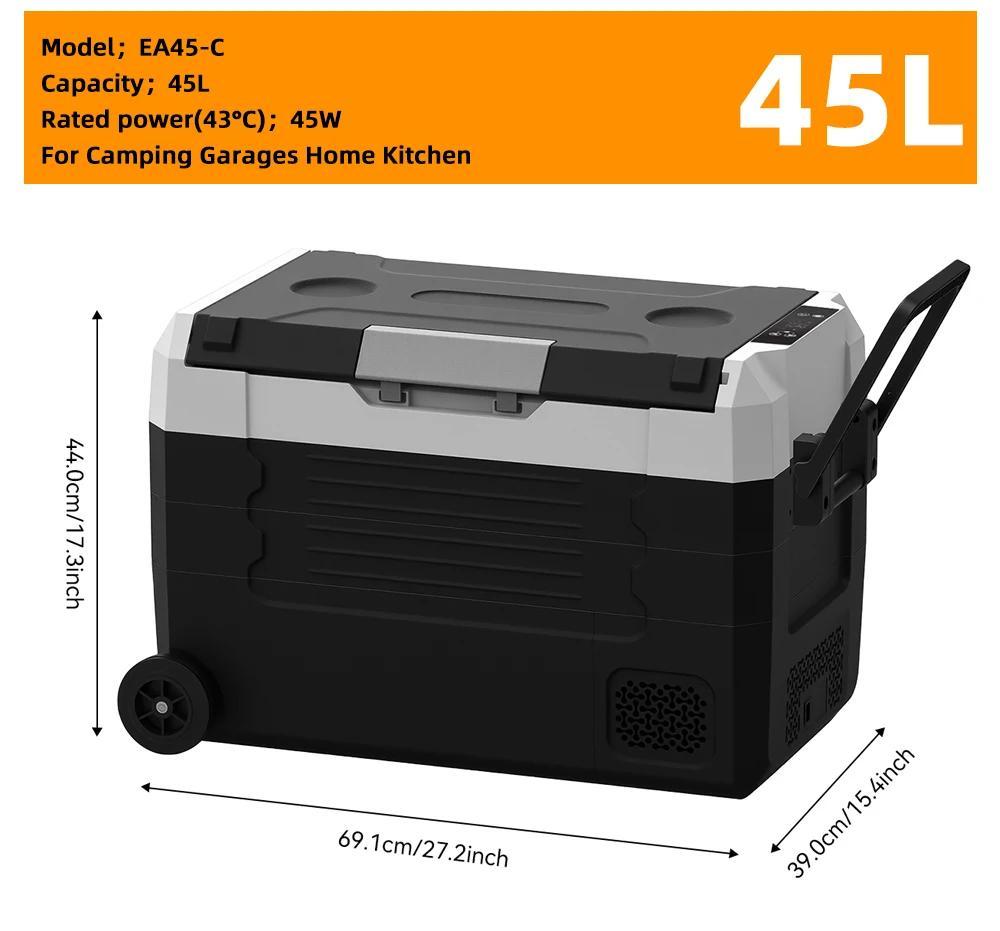 Auto Gefrierbox Kühlschrank - Kompressor Kühlbox 45L - 12/24V DC & 110-240V AC - Tragbare Camping Kühltruhe - Für Auto LKW Zuhause
