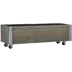 Outsunny Mobiler Pflanzkasten – Rechteckiges Hochbeet mit Bewässerungseinsätzen & Drainage-Vlies – Massives Holz & Metall, Grau