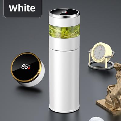 Uplifted Trends Stainless Steel Tea Thermos With LED Temperature Display white