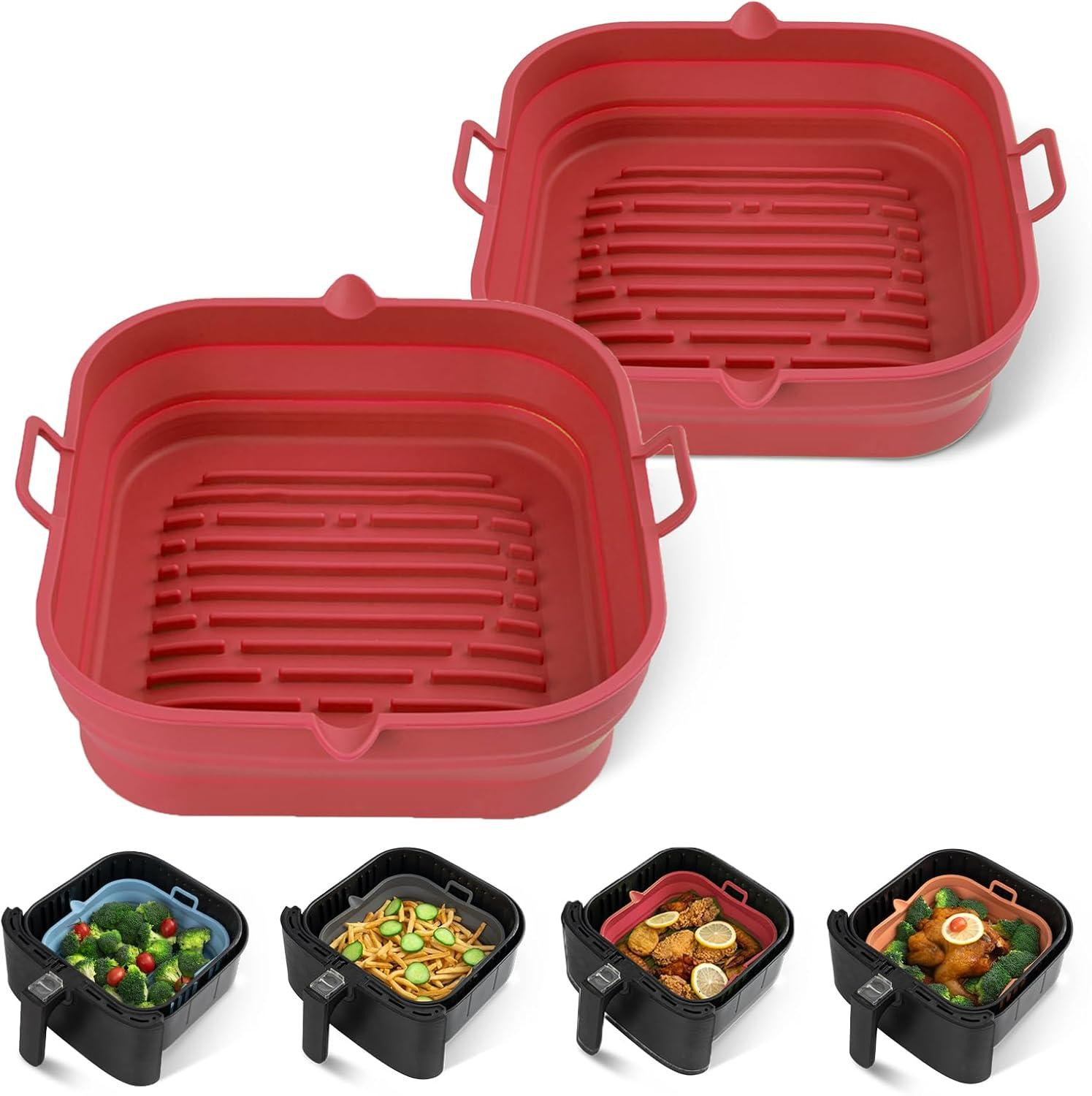 2 stuks herbruikbare vierkante silicone airfryer liners voor airfryers van 5.8 tot 8 Qt