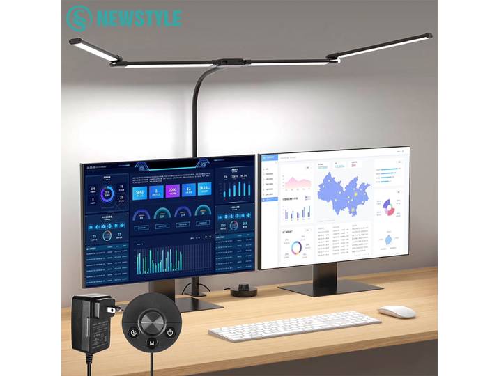 Lampe de bureau Led avec pince, lampe de bureau d'architecte pour le bureau et la maison, 24W, Ultra lumineuse, gradation automatique, lumière PC, lampe de Table à gradation continue