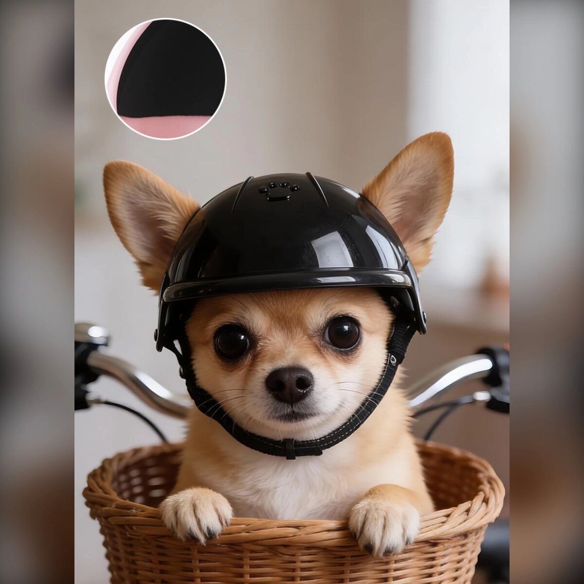 INF Casque de sécurité pour animaux - léger et réglable avec coque PC, doublure polyester, ouvertures respirantes et fixation S Le noir