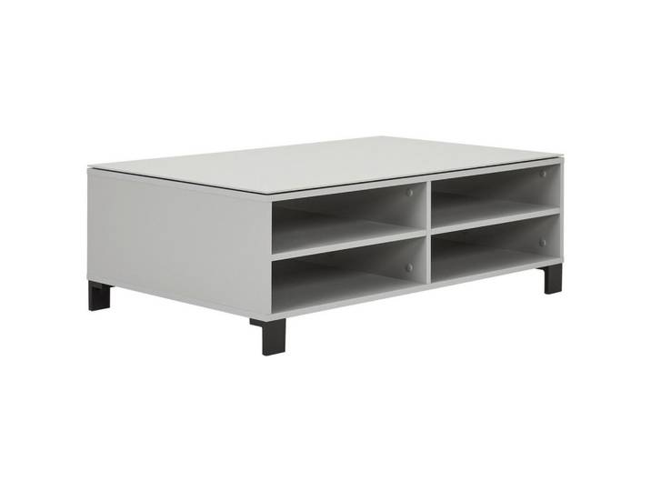 Hom`in Couchtisch, Grau, Hellgrau, Glas, rechteckig, eckig, 70x37.9x110 cm, offenes Fach, Wohnzimmer, Wohnzimmertische, Couchtische, Couchtische Glas