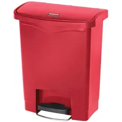 Rubbermaid Slim Jim Step On Container Front Step Pedal-Abfalleimer | 30 Liter, HxBxT 53,6x27,1x42,5cm | Polyethylen | Rot