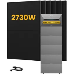 Anker SOLIX Solarbank 3 E2700 Pro Solaranlage, mit 6 x 455W Bifazialen Solarmodulen, by Powerness - 16kWh / ohne Zubehör / Powerness Express (Lieferzeit: 5-14 Werktage)