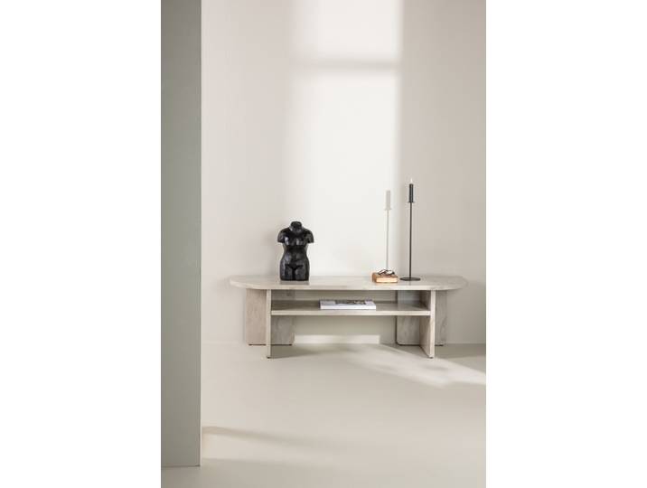 TV-Bank VENTURE HOME Ålesund, TV-Bank in beiger Marmoroptik, Skandinavisch, Breite 140 cm , beige, B:140cm H:42cm T:40cm, MDF, Sideboards, TV-Bank, TV-Möbel, Marmor-Look, edel, anspruchsvoll, modern