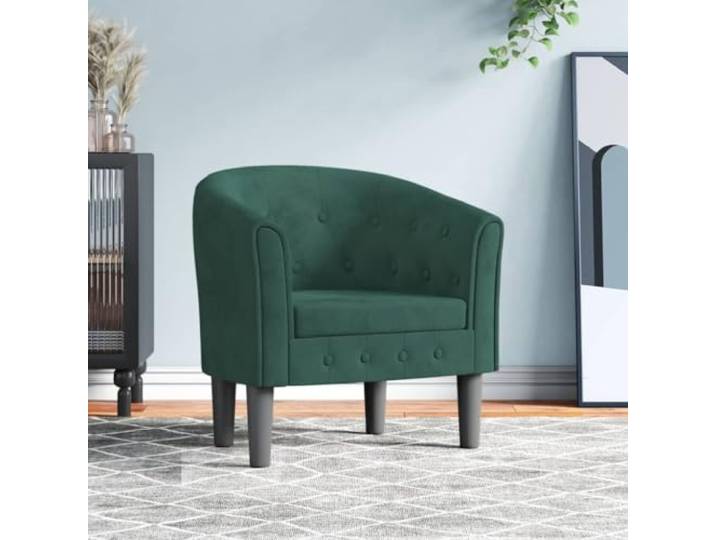 HEFZGDB Moderner Clubsessel Dunkelgrün Samt Bezug für Wohnzimmer Schlafzimmer Büro mit Bequemer Polsterung und Robustem Holzgestell Akzentsessel Elegant